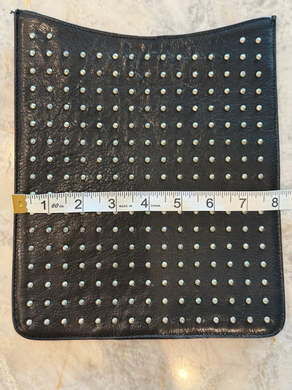 ABAS Black Studded genuine Leather iPad tablet case sleeve